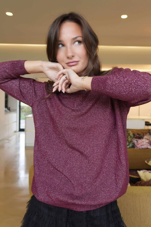 Tallulah Soft Stretch Sparkle Skim Knit Burgundy